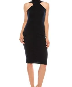 Bebe - 701675 Cutout Mock Neck Sheath Stretch Crepe Dress Cocktail Dresses