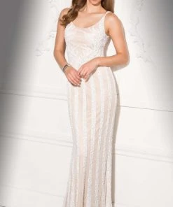 SCALA BG Haute - 48722 Sleeveless Sequined Stripe Gown Formal Gowns