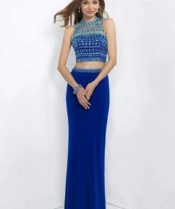 Blush By Alexia Designs Formal Gowns Blush - 11055 Crystal Encrusted Cropped Top Sheath Dress 9 Blush By Alexia Designs Formal Gowns Blush - 11055 Crystal Encrusted Cropped Top Sheath Dress