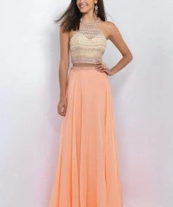Blush By Alexia Designs Formal Gowns Blush - 11056 Two-Piece Bejeweled Illusion High Neck Gown