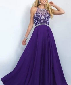 Blush By Alexia Designs Blush - 11071 Stunning Crystal Embellished Illusion Back Gown