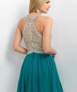 Blush By Alexia Designs Blush - 11164 Embellished Illusion High Neck A-line Dress Cocktail Dresses