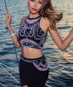 Blush By Alexia Designs Blush - 11200 Bedazzled Two-Piece Jewel Neck Sheath Dress Formal Gowns