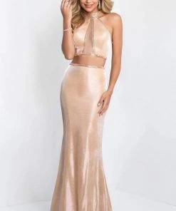 Blush By Alexia Designs Blush - 11524 Two-Piece Illusion Cutout Halter Sheath Gown Formal Gowns