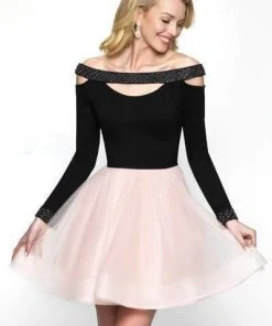 Blush By Alexia Designs Blush - 11610N Embellished Off-Shoulder Tulle A-line Dress