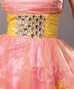 Blush By Alexia Designs Cocktail Dresses Blush - 9123 Embellished Straight Neck Curled A-line Dress