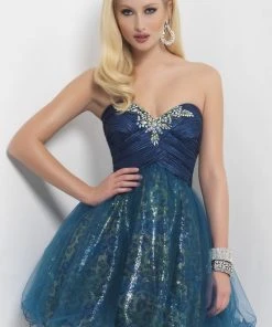 Blush By Alexia Designs Cocktail Dresses Blush - 9434 Interwoven Animal Print A-Line Cocktail Dress