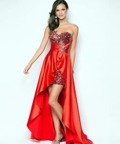 Blush By Alexia Designs Formal Gowns Blush - 9508 Brooch Accented Sweetheart High-Low Gown