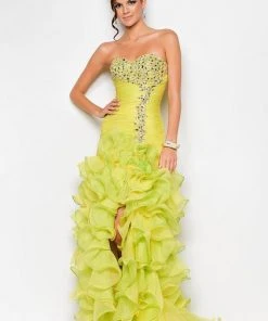 Blush By Alexia Designs Blush - 9517 Strapless Pleated Ruffled Long Gown With Slit Formal Gowns