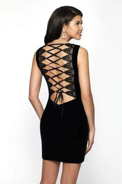 Blush By Alexia Designs Blush Black - B108 Lace And Velvet Scoop Neck Sheath Dress Cocktail Dresses 4 Blush By Alexia Designs Blush Black - B108 Lace And Velvet Scoop Neck Sheath Dress Cocktail Dresses