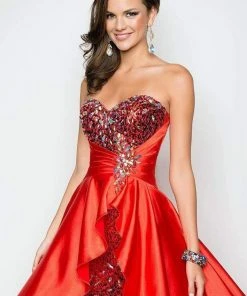 Blush By Alexia Designs Blush - Brooch Accented Sweetheart High-Low Gown 9508