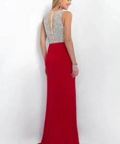 Formal Gowns Blush By Alexia Designs - 11009 Jewel Encrusted Plunging Illusion Gown