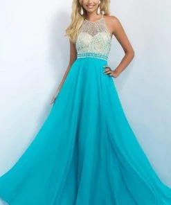 Blush By Alexia Designs - 11052 Beaded Halter Neck Chiffon Gown