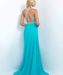 Blush By Alexia Designs - 11052 Beaded Halter Neck Chiffon Gown