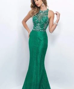 Blush By Alexia Designs - 11111 Halter Style Jewel Long Sheath Dress 10 Blush By Alexia Designs - 11111 Halter Style Jewel Long Sheath Dress