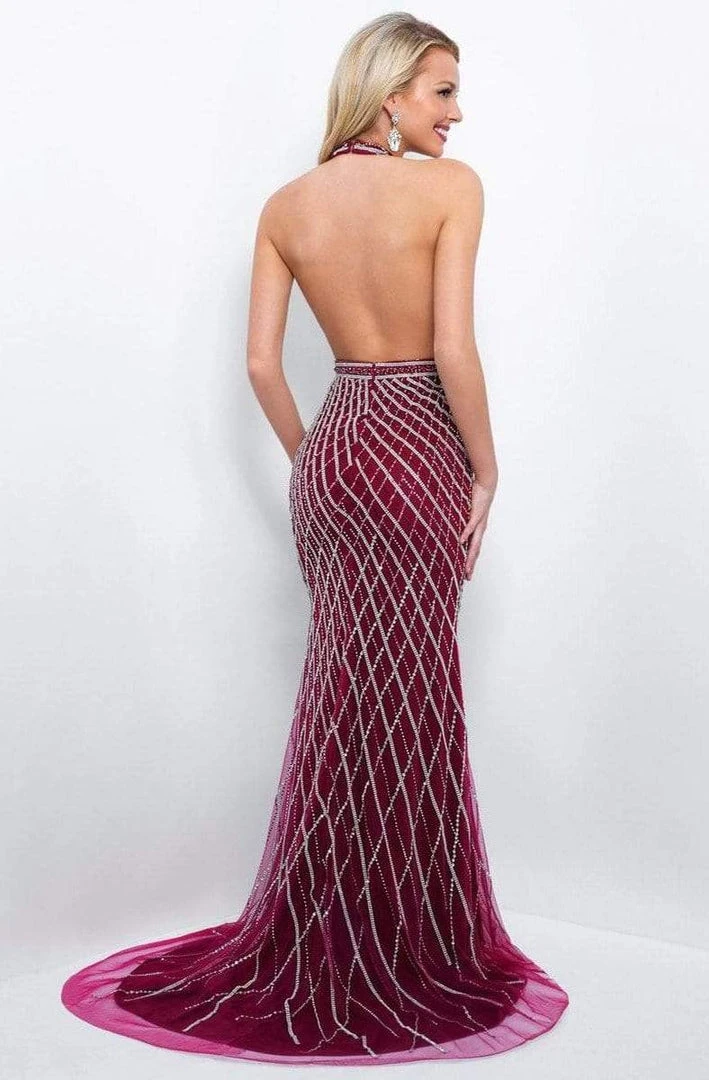 Formal Gowns Blush By Alexia Designs - 11389 Silver Beaded Plunging Evening Gown 4 Formal Gowns Blush By Alexia Designs - 11389 Silver Beaded Plunging Evening Gown