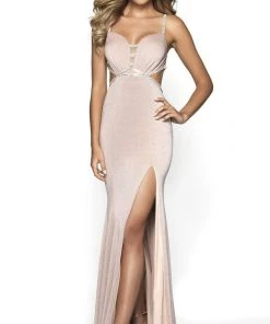 Blush By Alexia Designs - 11701 Sleeveless Shimmer Knit Sheath Gown