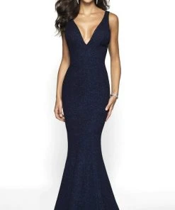 Blush By Alexia Designs - 11787 Glitter Knit Mermaid Dress With Train