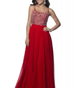 Blush By Alexia Designs - 11920 Jewel Beaded Top Flowy Chiffon Gown