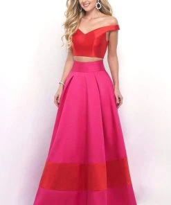 Formal Gowns Blush By Alexia Designs - 5620 Vibrant Off-Shoulder Sleek A-Line Gown