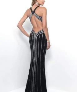 Blush By Alexia Designs - 7102 Crossed Jewel Jersey Sheath Gown