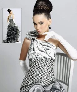 Blush By Alexia Designs - 9047 One Shoulder Ruffled Long Dress