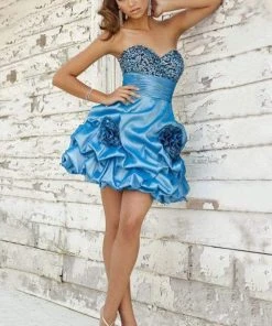 Blush By Alexia Designs - 9290 Beaded Rosette Taffeta Dress Cocktail Dresses