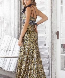 Blush By Alexia Designs - 9340 One Shoulder Printed Long Dress