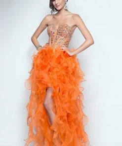 Blush By Alexia Designs - 9560 Sheer Ruffled Sweetheart High-Low Gown Formal Gowns