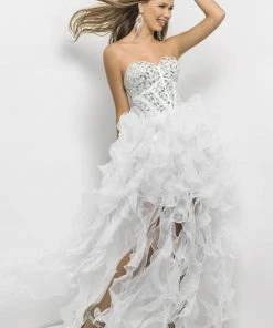 Blush By Alexia Designs - 9560 Sheer Ruffled Sweetheart High-Low Gown Formal Gowns 8 Blush By Alexia Designs - 9560 Sheer Ruffled Sweetheart High-Low Gown Formal Gowns