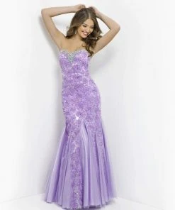 Formal Gowns Blush By Alexia Designs - 9582 Embroidered Floral Strapless Mermaid Gown