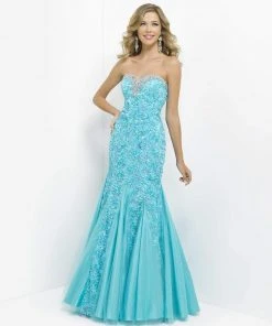 Formal Gowns Blush By Alexia Designs - 9582 Embroidered Floral Strapless Mermaid Gown