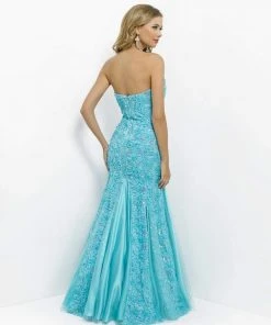 Formal Gowns Blush By Alexia Designs - 9582 Embroidered Floral Strapless Mermaid Gown