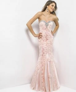 Formal Gowns Blush By Alexia Designs - 9582 Embroidered Floral Strapless Mermaid Gown