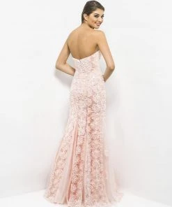 Formal Gowns Blush By Alexia Designs - 9582 Embroidered Floral Strapless Mermaid Gown