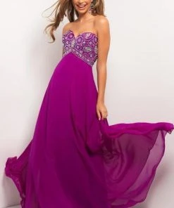 Blush By Alexia Designs - 9587 Strapless Sequined Long Dress Formal Gowns