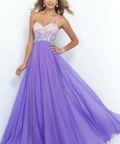 Blush By Alexia Designs - 9965 One Shoulder Beaded Long Dress Formal Gowns