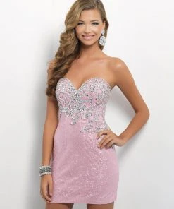 Cocktail Dresses Blush By Alexia Designs - Bedazzled Sweetheart Sheath Dress C124