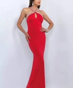 Blush By Alexia Designs - Bejeweled Halter Cutout Sheath Gown 11031 Formal Gowns