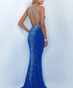 Blush By Alexia Designs - Bejeweled Halter Cutout Sheath Gown 11031 Formal Gowns