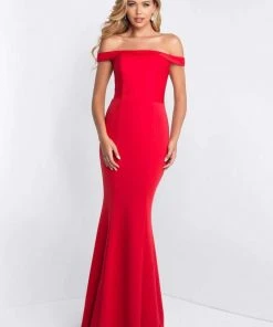 Blush By Alexia Designs - C1026 Off-Shoulder Lace Up Sheath Gown