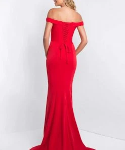 Blush By Alexia Designs - C1026 Off-Shoulder Lace Up Sheath Gown 8 Blush By Alexia Designs - C1026 Off-Shoulder Lace Up Sheath Gown