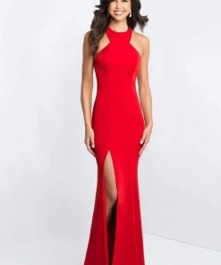 Blush By Alexia Designs - C1029 High Halter Ruffle Paneled Sheath Gown Formal Gowns