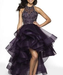 Blush By Alexia Designs - C2005 Illusion Halter High Low Gown Formal Gowns