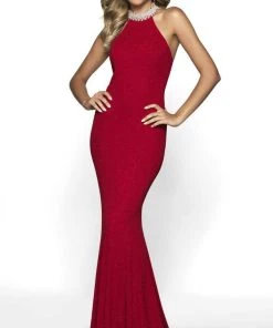 Blush By Alexia Designs - C2014 Jeweled Choker Halter Mermaid Gown Formal Gowns