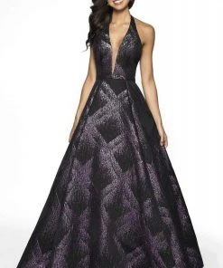 Formal Gowns Blush By Alexia Designs - C2053 Plunging Halter Ballgown