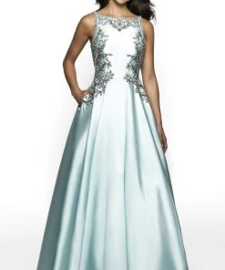 Blush By Alexia Designs - C2066 Bejeweled Backless A-Line Gown