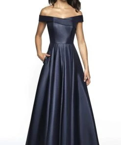 Blush By Alexia Designs - C2091 Overlap Off-Shoulder Gown