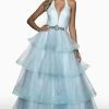 Blush By Alexia Designs - C2107 Plunging Halter Ruffled Gown Formal Gowns