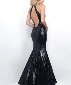 Blush By Alexia Designs - Sequined High Neck Mermaid Gown 11289